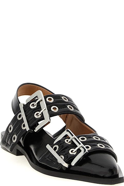 Ganni for Kids Ganni 'black Feminine Buckle' Slingback