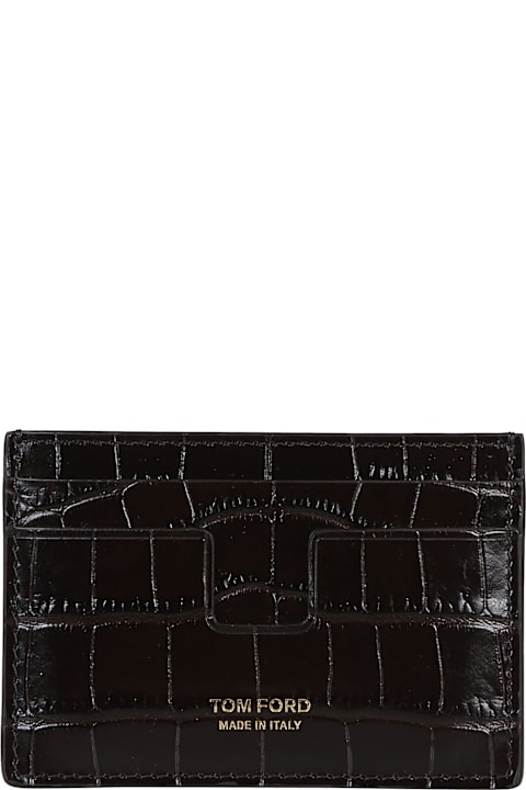 Tom Ford لـ Men Tom Ford Crocodile Embossed Credit Card Holder