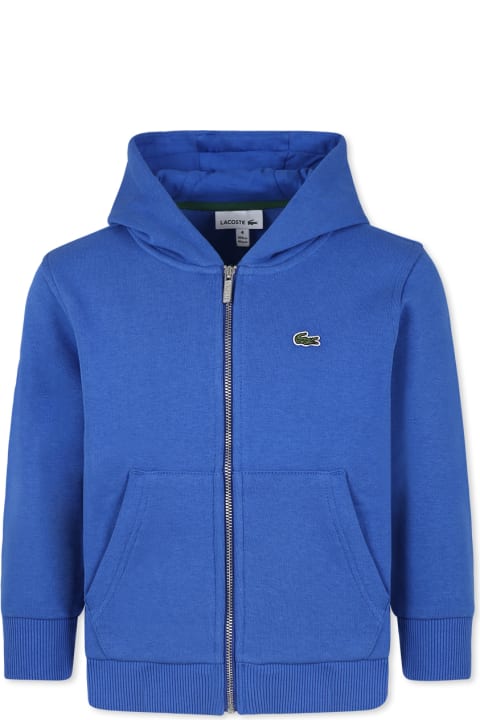 ボーイズ トップス Lacoste Light Blue Sweatshirt For Boy With Crocodile