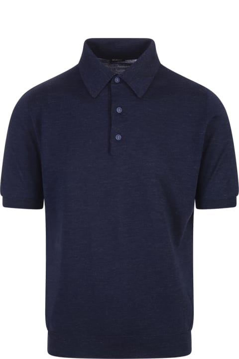 Kiton Men Kiton Navy Blue Knitted Short-sleeved Polo Shirt