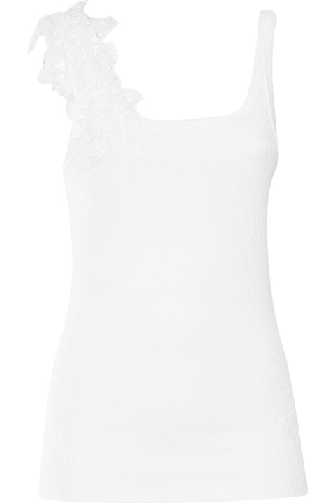 Ermanno Firenze معاطف وجواكت لـ السيدات Ermanno Firenze Rebrode Lace Ribbed-knit Vest
