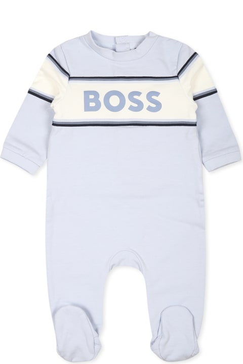 Homeware Hugo Boss Light Blue Babygrow Set For Baby Boy With Logo