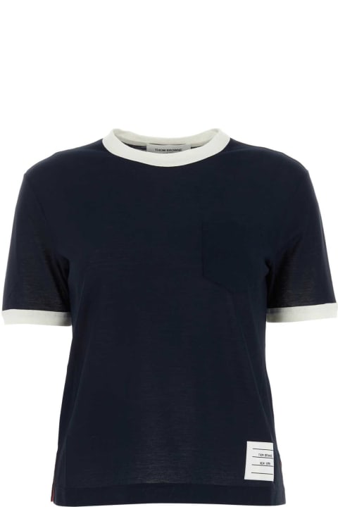 Thom Browne Topwear for Women Thom Browne Midnight Blue Cotton T-shirt