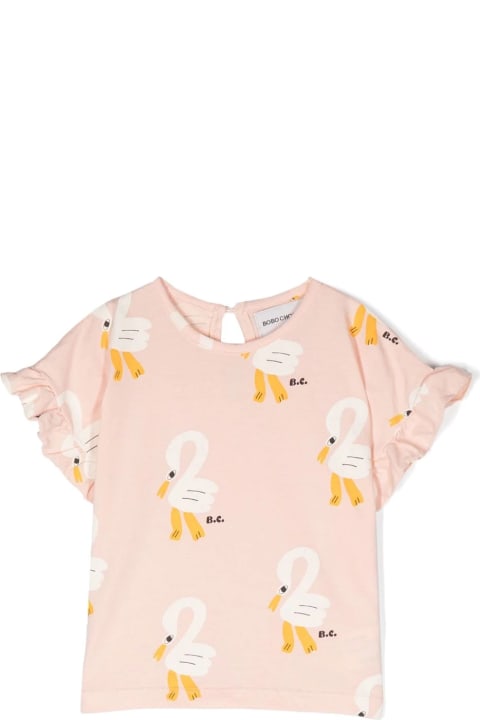 Topwear for Baby Girls Bobo Choses Pelican All Over Ruffle T-shirt