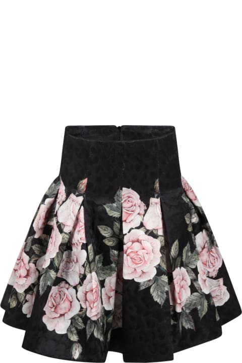 Black Skirt For Gilr With Flowers