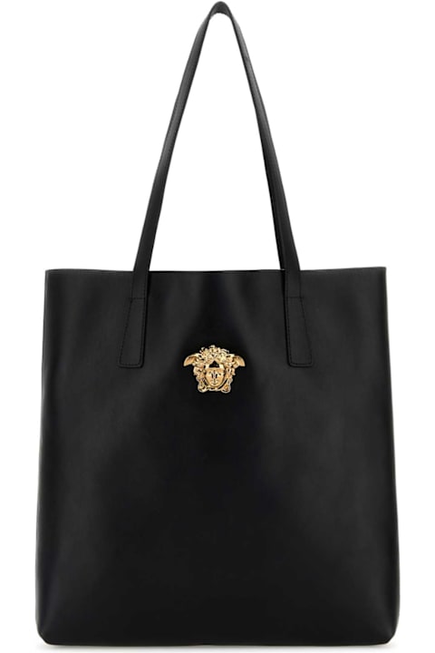 Versace Totes for Women Versace Black Leather Shopping Bag