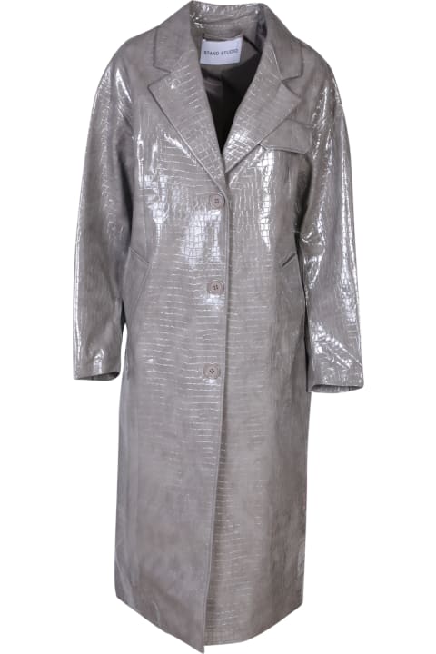 STAND STUDIO for Kids STAND STUDIO Stand Studio Haylo Croco Grey Faux Leather Trench