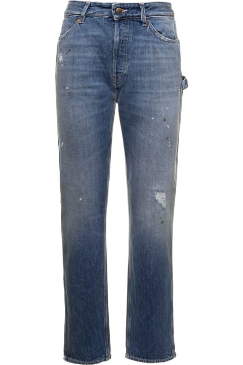 Blue Farmer Jeans In Denim With Pockets And Ripped And Stained Effect Wsashington Dee Cee Woman