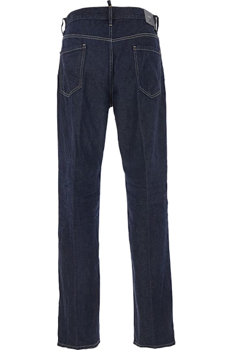 Dsquared2 for Men Dsquared2 Blue Five Pockets Jeans With Contrast Stitching And Tapered Design In Cotton Man
