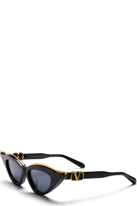 ウィメンズ新着アイテム Valentino Eyewear V-goldcut Ii - Black/ Yellow Gold Sunglasses