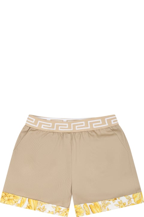 Sale for Baby Girls Versace Beige Shorts For Baby Boy With Baroque Print