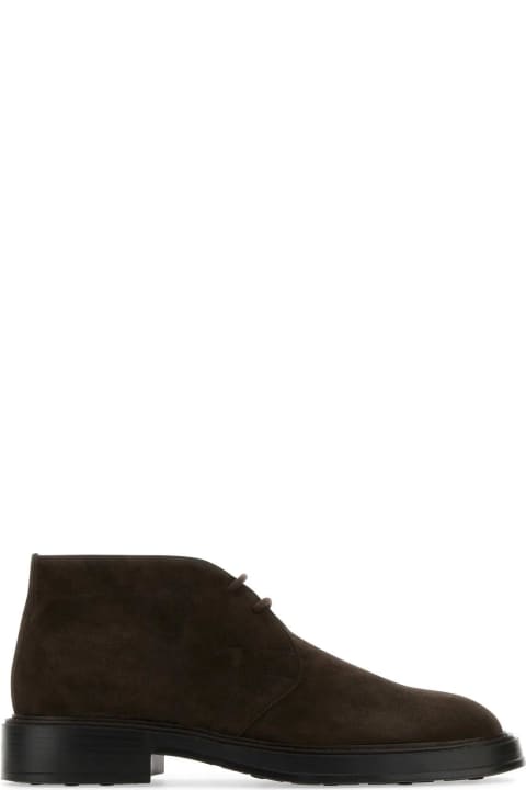 آخر صيحات الموضة من القسم الرجالي Tod's Dark Brown Suede Lace-up Shoes