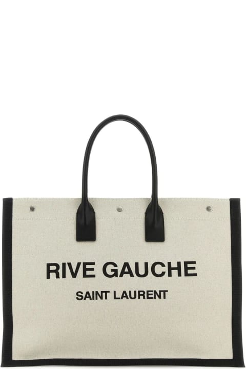 メンズ Saint Laurentのトートバッグ Saint Laurent Sand Canvas Large Rive Gauche Shopping Bag