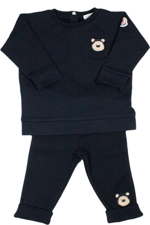 Bodysuits & Sets for Baby Boys Moncler Set Consisting Of A Crewneck Sweatshirt With Back Buttons And Stretch Cotton Trousers And Front Logo