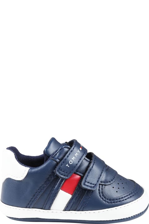 ベビーボーイズ Tommy Hilfigerのシューズ Tommy Hilfiger Blue Sneakers For Baby Boy With Logo