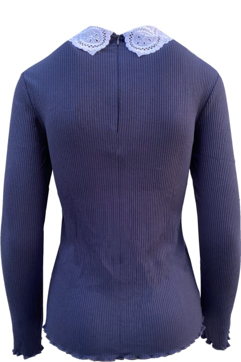 Contrast-collar Wool Sweater