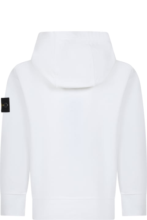 Sweaters & Sweatshirts for Girls Stone Island Junior White Sweatshirt For Boy With Iconic Logo