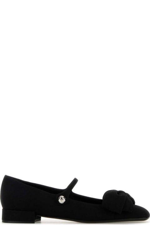 Flat Shoes for Women Valentino Garavani Black Crepe Bowjane Ballerinas