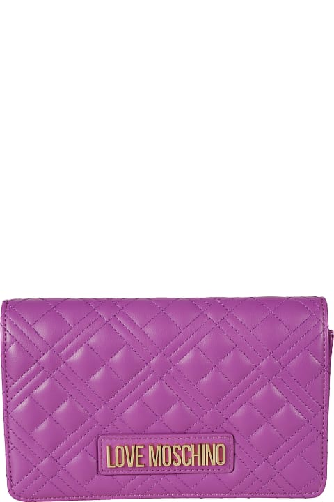 Love Moschino Bags for Women Love Moschino Logo Plaque Quilted Shoulder Bag