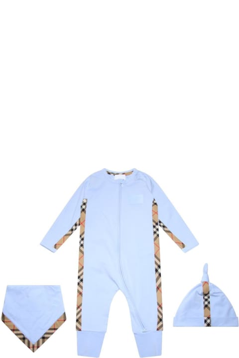 Burberry Bodysuits & Sets for Baby Boys Burberry Check-trim Three-piece Stretched Baby Gift Set