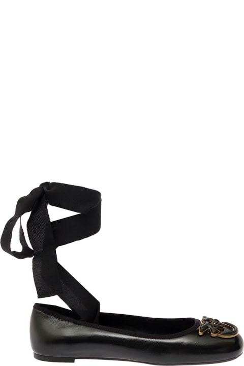Pinko for Women Pinko Black Ballerinas With Black Ribbon In Leather Woman