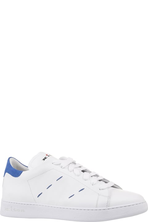 Fashion for Men Kiton White Leather Sneakers With Blue Details