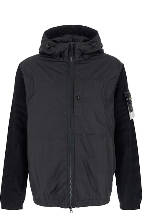 Stone Island Coats & Jackets for Men Stone Island Black Wool And Nylon Jacket