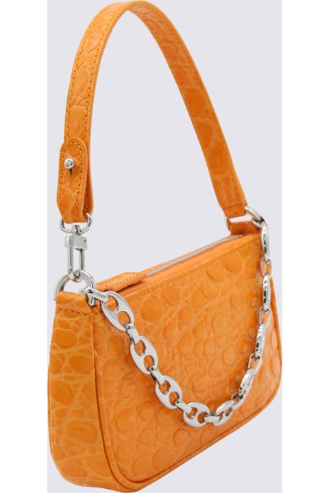 Shoulder Bags for Women BY FAR Orange Leather Mini Rachel Circular Croco Shoulder Bag