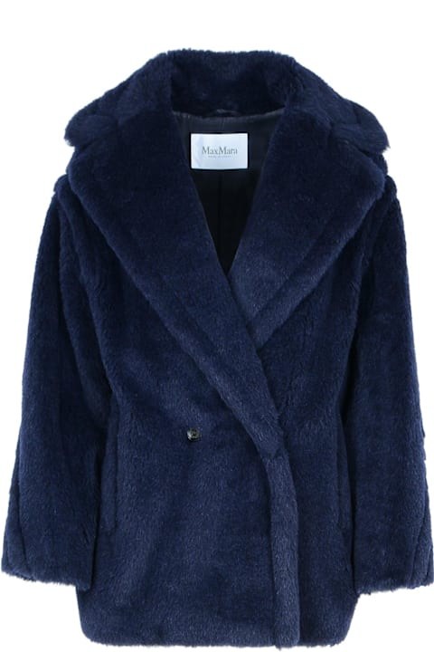 Max Mara for Women Max Mara 'olga' Blue Alpaca Blend Coat