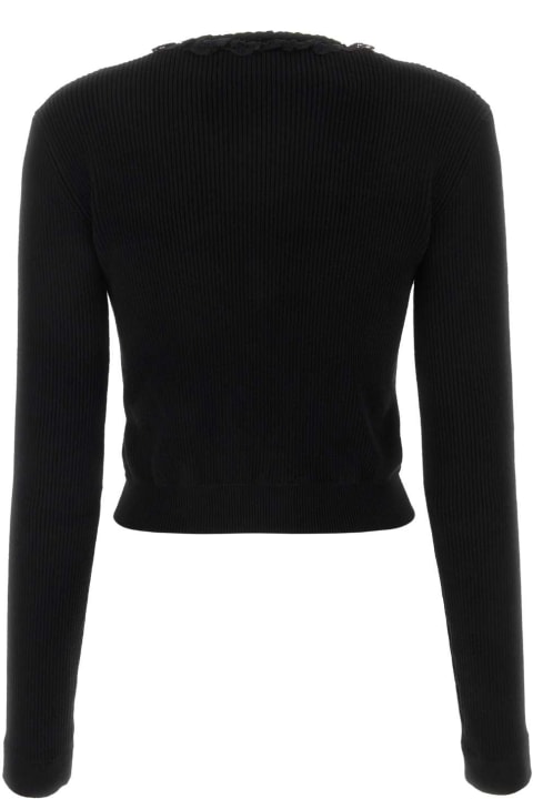 Alessandra Rich Fleeces & Tracksuits for Women Alessandra Rich Black Wool Blend Cardigan