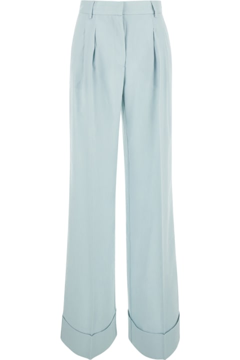 The Andamane Clothing for Women The Andamane Light Blue Straight Pants With Pinces In Line Blend Woman