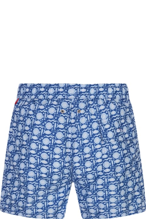 Swimwear for Men Kiton Blue Swim Shorts With Fish Pattern