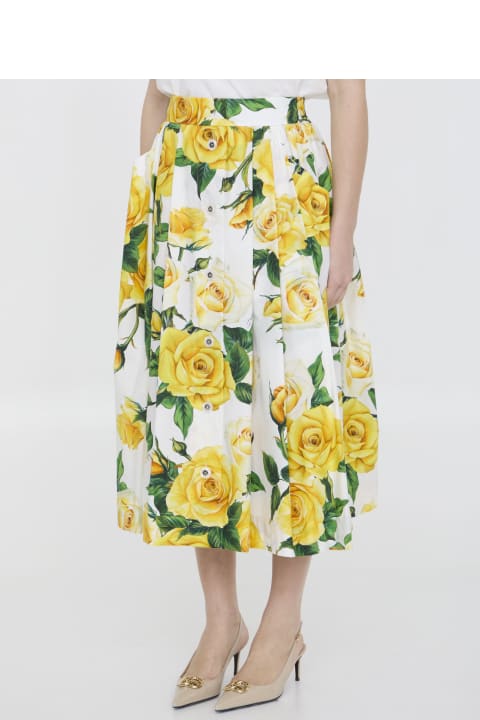 Dolce & Gabbana for Women Dolce & Gabbana Rose-print Midi Skirt