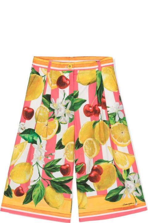 Fashion for Women Dolce & Gabbana Poplin Trousers With Lemon And Cherry Print