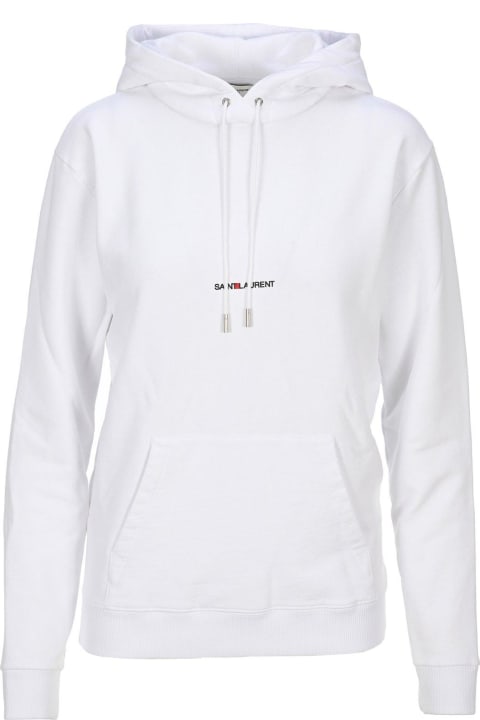 ウィメンズ Saint Laurentのフリース＆ラウンジウェア Saint Laurent Logo Embroidered Long-sleeved Hoodie