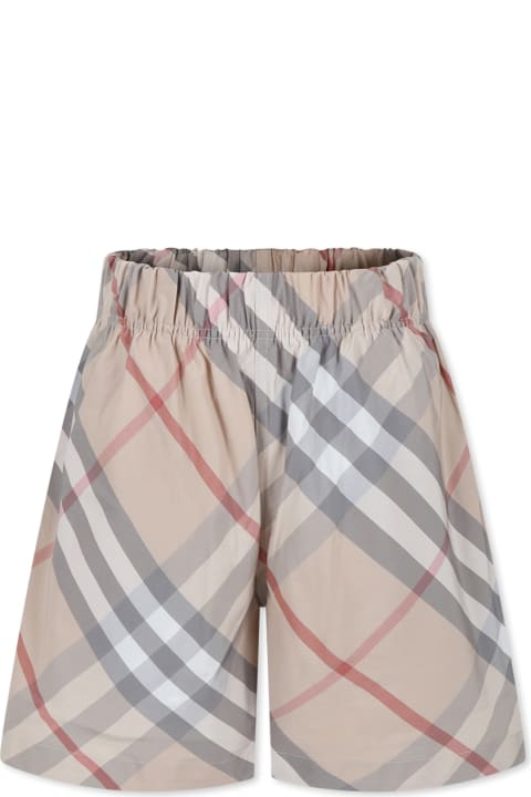 Bottoms for Boys Burberry Beige Shorts For Kids With Vintage Check