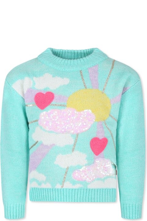 Homeware Billieblush Green Sweater For Girl With Hearts