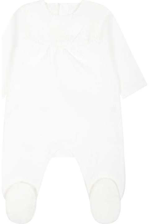 ベビーボーイズ Chloéのボディスーツ＆セットアップ Chloé White Set For Baby Girl With Logo