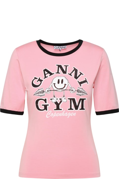 Ganni for Women Ganni 'gym' Pink Lyocell Blend T-shirt