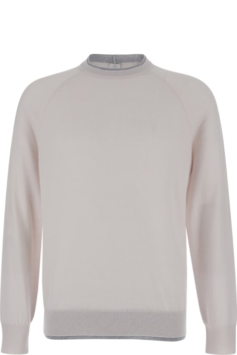 Eleventy Sweaters for Men Eleventy Beige Crewneck Sweater With Ribbed Trim In Wool Man