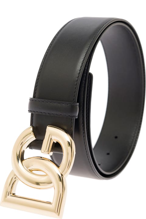 Dolce & Gabbana Woman's Black Leather Belt And  Logo Buckle