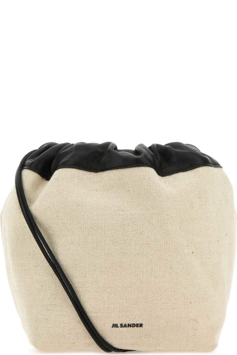 Jil Sander Shoulder Bags for Women Jil Sander Sand Canvas Small Dumpling Bucket Bag