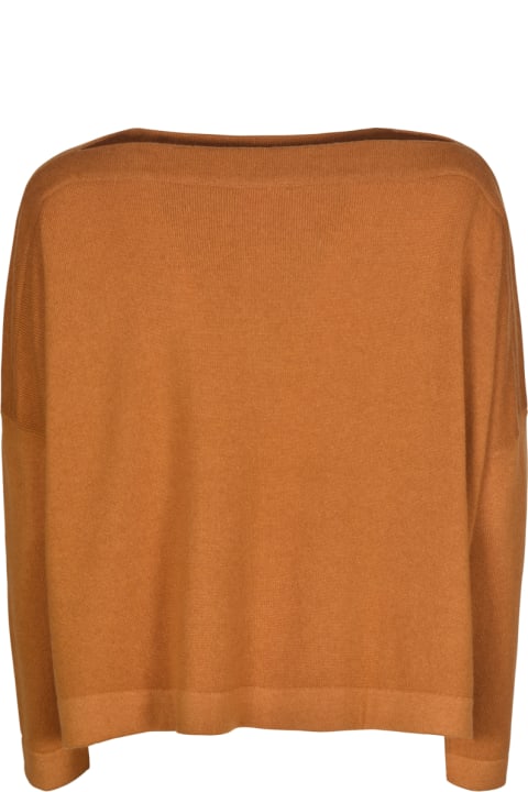 Wide Neck Rib Knit Plain Sweater