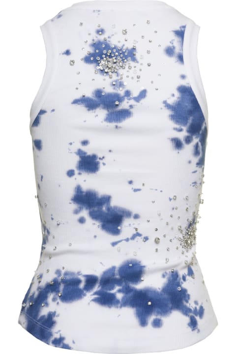 Fashion for Women Des Phemmes White Tank Top With Sequins And Tie Die In Cotton Woman
