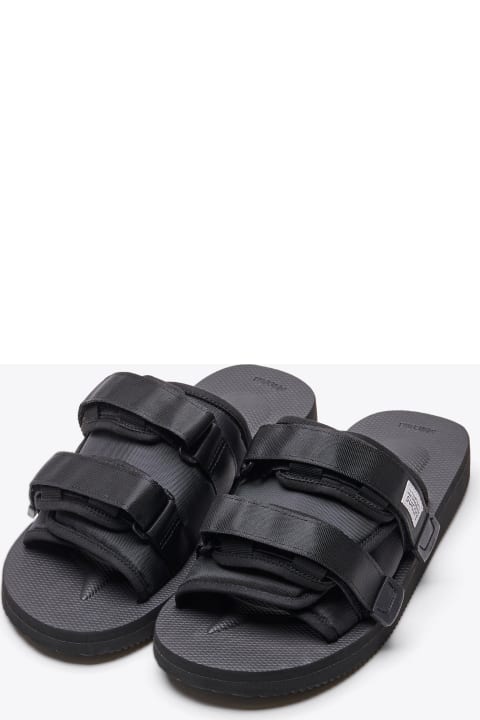 SUICOKE Flat Shoes for Women SUICOKE Moto Cab Black nylon slide with velcro straps closure - Moto Cab
