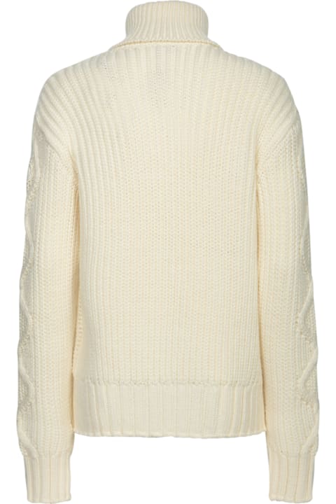 Moncler Sweaters for Women Moncler White Cable-knit Wool Sweater