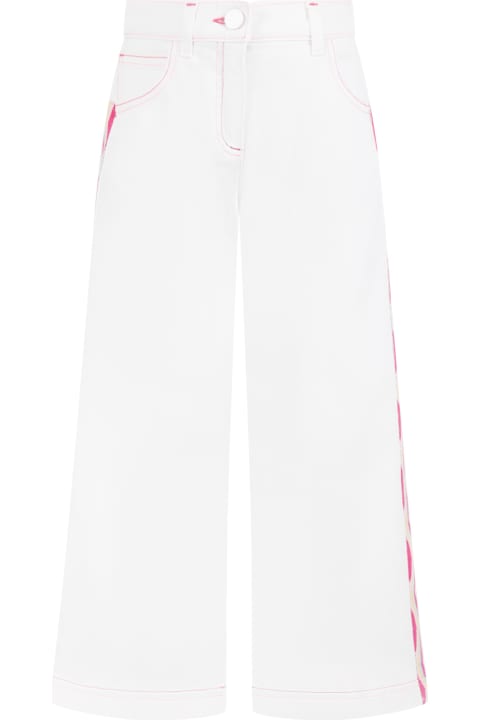 Missoni Kids Missoni Kids White Jeans For Girl With Iconic Chevron Pattern
