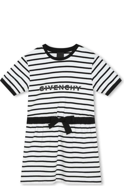 Givenchy for Kids Givenchy Abito A Righe Con Ricamo