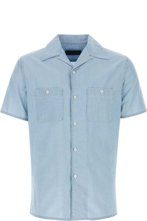 Shirts for Men Prada Light-blue Cotton Shirt