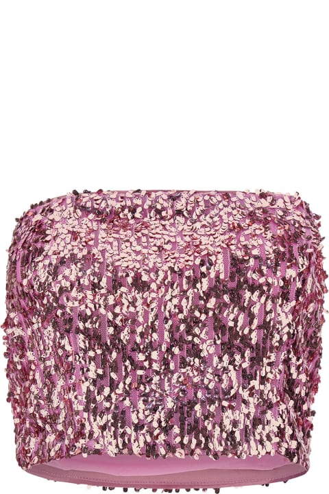 Rotate by Birger Christensen for Women Rotate by Birger Christensen Pink Crop Top With All-over Sequins In Recycled Fabric Woman
